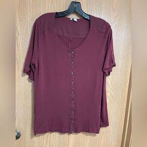 Elegant Burgundy Button-Down Shirt